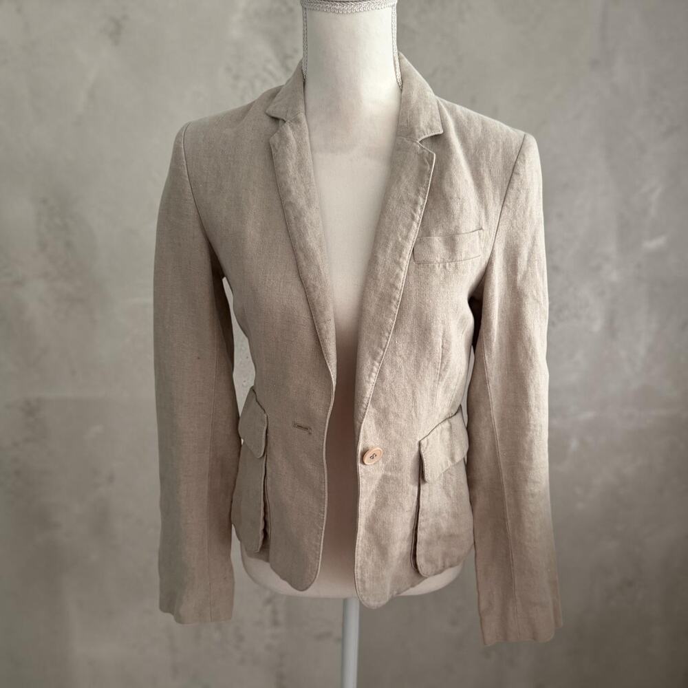 PHILLIPE ADEC Beige Linen Blazer Jacket Size US 4